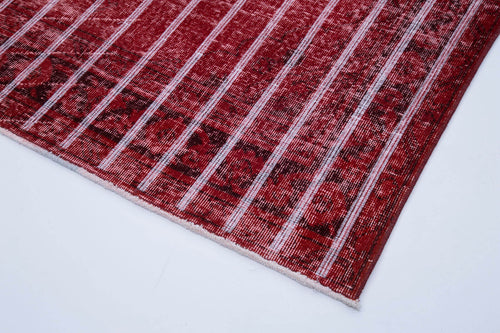 Geometric Carpet Kırmızı Geometrik Pamuk Yün El Dokuma Halısı 140x396 Agacan