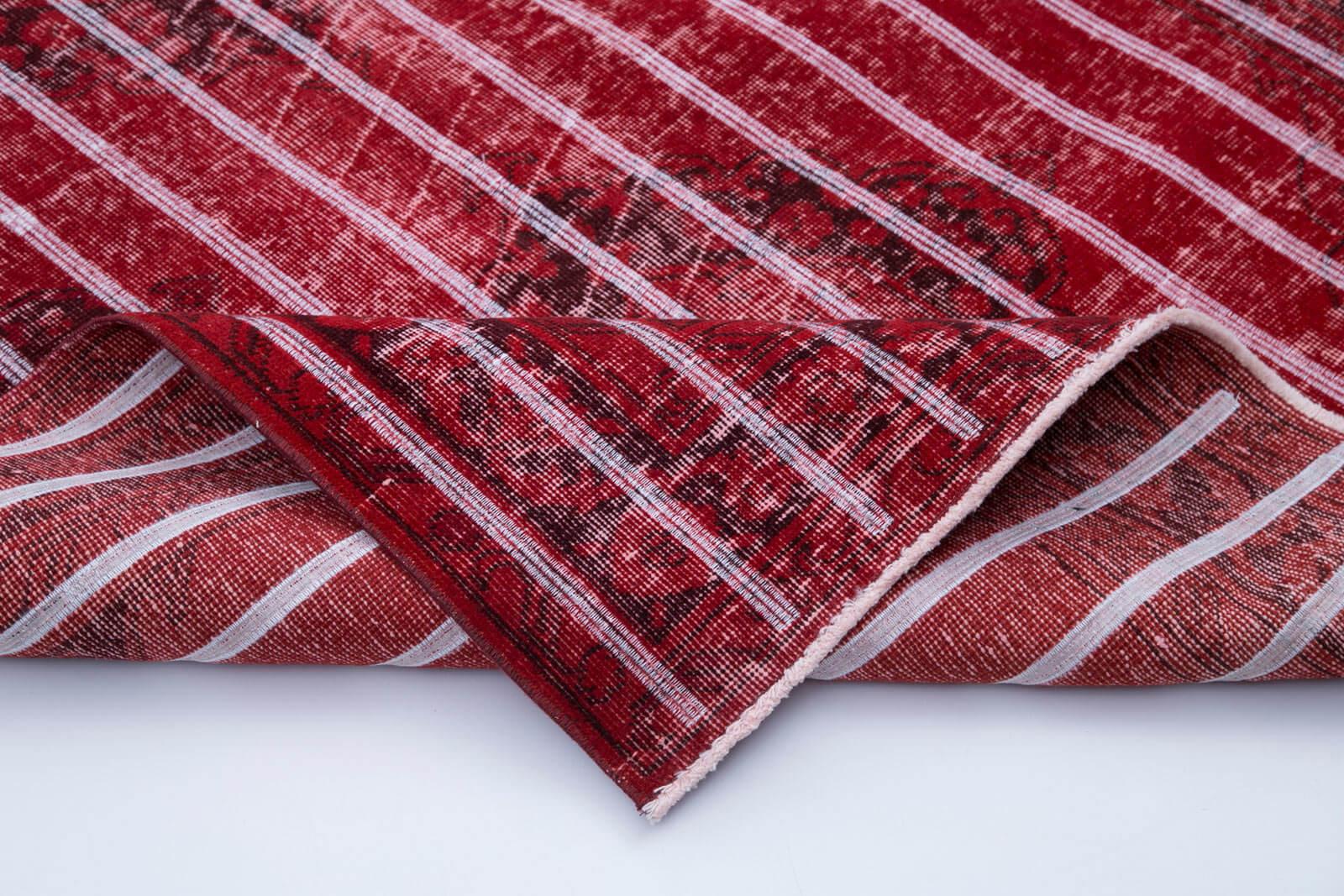 Geometric Carpet Kırmızı Geometrik Pamuk Yün El Dokuma Halısı 140x396 Agacan