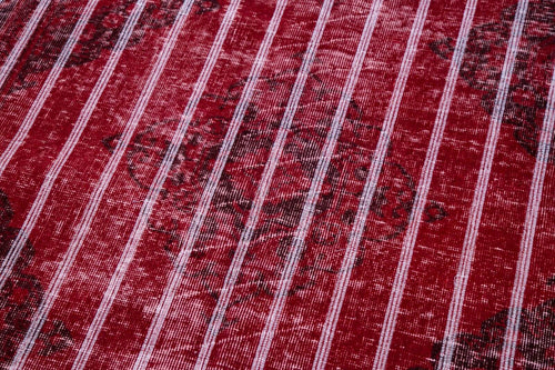 Geometric Carpet Kırmızı Geometrik Pamuk Yün El Dokuma Halısı 140x396 Agacan