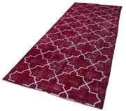 Geometric Carpet Kırmızı Geometrik Pamuk Yün El Dokuma Halısı 140x344 Agacan