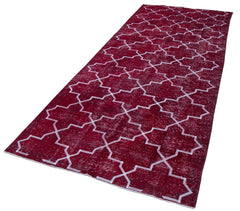 Geometric Carpet Kırmızı Geometrik Pamuk Yün El Dokuma Halısı 140x344 Agacan
