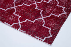 Geometric Carpet Kırmızı Geometrik Pamuk Yün El Dokuma Halısı 140x344 Agacan