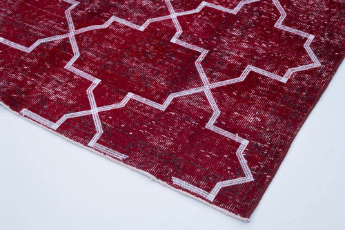 Geometric Carpet Kırmızı Geometrik Pamuk Yün El Dokuma Halısı 140x344 Agacan