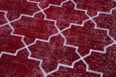 Geometric Carpet Kırmızı Geometrik Pamuk Yün El Dokuma Halısı 140x344 Agacan