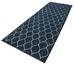 Geometric Carpet Gri Geometrik Pamuk Yün El Dokuma Halısı 137x286 Agacan