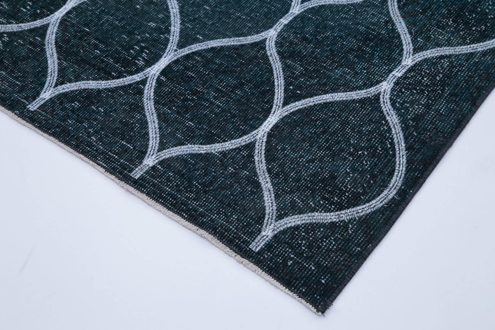 Geometric Carpet Gri Geometrik Pamuk Yün El Dokuma Halısı 137x286 Agacan