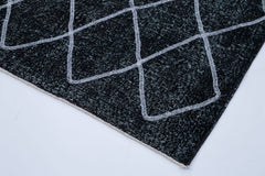 Geometric Carpet Siyah Geometrik Pamuk Yün El Dokuma Halısı 150x416 Agacan
