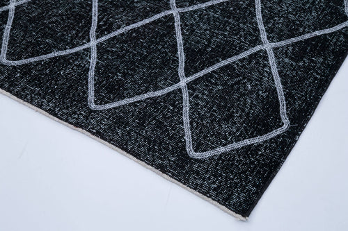 Geometric Carpet Siyah Geometrik Pamuk Yün El Dokuma Halısı 150x416 Agacan