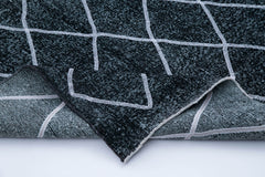 Geometric Carpet Siyah Geometrik Pamuk Yün El Dokuma Halısı 150x416 Agacan