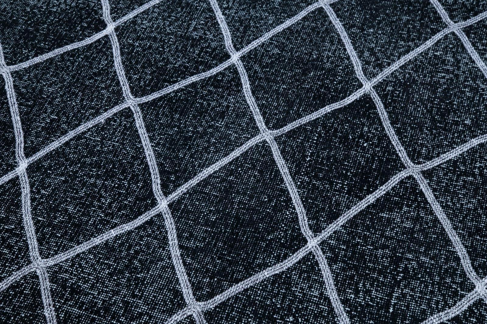 Geometric Carpet Siyah Geometrik Pamuk Yün El Dokuma Halısı 150x416 Agacan