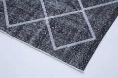 Geometric Carpet Gri Geometrik Pamuk Yün El Dokuma Halısı 141x423 Agacan