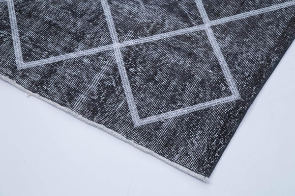 Geometric Carpet Gri Geometrik Pamuk Yün El Dokuma Halısı 141x423 Agacan