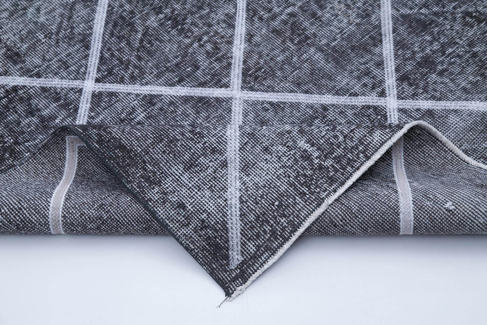 Geometric Carpet Gri Geometrik Pamuk Yün El Dokuma Halısı 141x423 Agacan