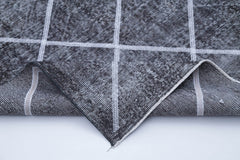 Geometric Carpet Gri Geometrik Pamuk Yün El Dokuma Halısı 141x423 Agacan