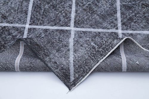 Geometric Carpet Gri Geometrik Pamuk Yün El Dokuma Halısı 141x423 Agacan