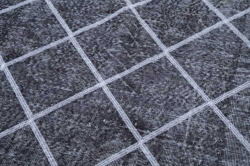 Geometric Carpet Gri Geometrik Pamuk Yün El Dokuma Halısı 141x423 Agacan