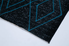 Geometric Carpet Siyah Geometrik Pamuk Yün El Dokuma Halısı 148x380 Agacan