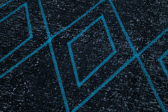 Geometric Carpet Siyah Geometrik Pamuk Yün El Dokuma Halısı 148x380 Agacan