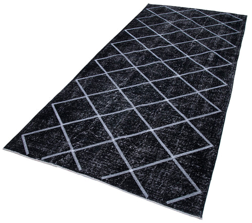 Geometric Carpet Siyah Geometrik Pamuk Yün El Dokuma Halısı 143x317 Agacan