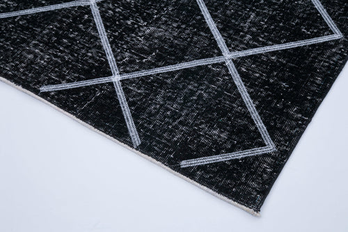 Geometric Carpet Siyah Geometrik Pamuk Yün El Dokuma Halısı 143x317 Agacan