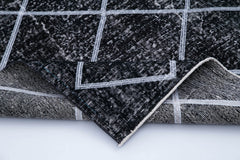 Geometric Carpet Siyah Geometrik Pamuk Yün El Dokuma Halısı 143x317 Agacan