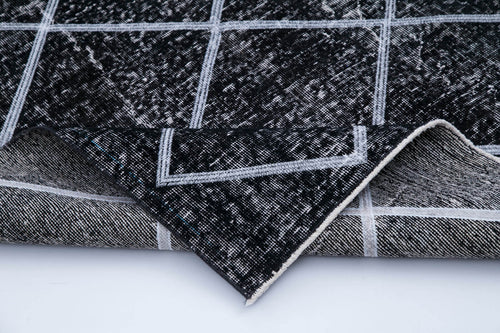 Geometric Carpet Siyah Geometrik Pamuk Yün El Dokuma Halısı 143x317 Agacan