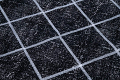 Geometric Carpet Siyah Geometrik Pamuk Yün El Dokuma Halısı 143x317 Agacan