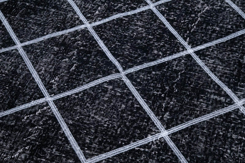 Geometric Carpet Siyah Geometrik Pamuk Yün El Dokuma Halısı 143x317 Agacan