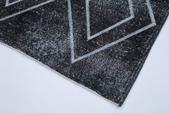 Geometric Carpet Gri Geometrik Pamuk Yün El Dokuma Halısı 114x332 Agacan