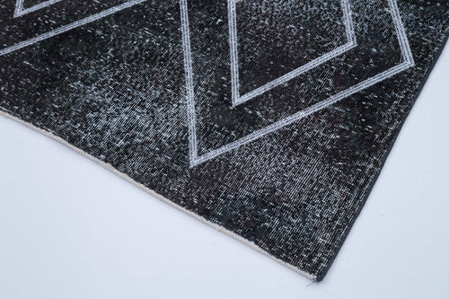 Geometric Carpet Gri Geometrik Pamuk Yün El Dokuma Halısı 114x332 Agacan