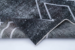 Geometric Carpet Gri Geometrik Pamuk Yün El Dokuma Halısı 114x332 Agacan