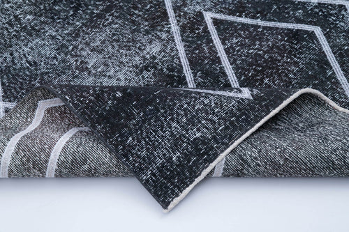 Geometric Carpet Gri Geometrik Pamuk Yün El Dokuma Halısı 114x332 Agacan