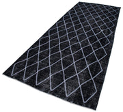 Geometric Carpet Siyah Geometrik Pamuk Yün El Dokuma Halısı 147x367 Agacan