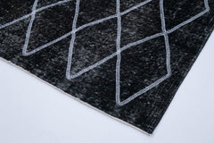 Geometric Carpet Siyah Geometrik Pamuk Yün El Dokuma Halısı 147x367 Agacan