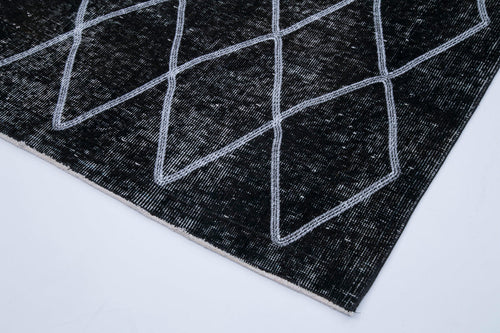 Geometric Carpet Siyah Geometrik Pamuk Yün El Dokuma Halısı 147x367 Agacan