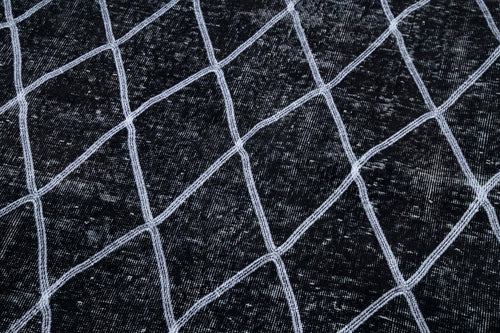 Geometric Carpet Siyah Geometrik Pamuk Yün El Dokuma Halısı 147x367 Agacan