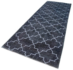Geometric Carpet Gri Geometrik Pamuk Yün El Dokuma Halısı 140x397 Agacan