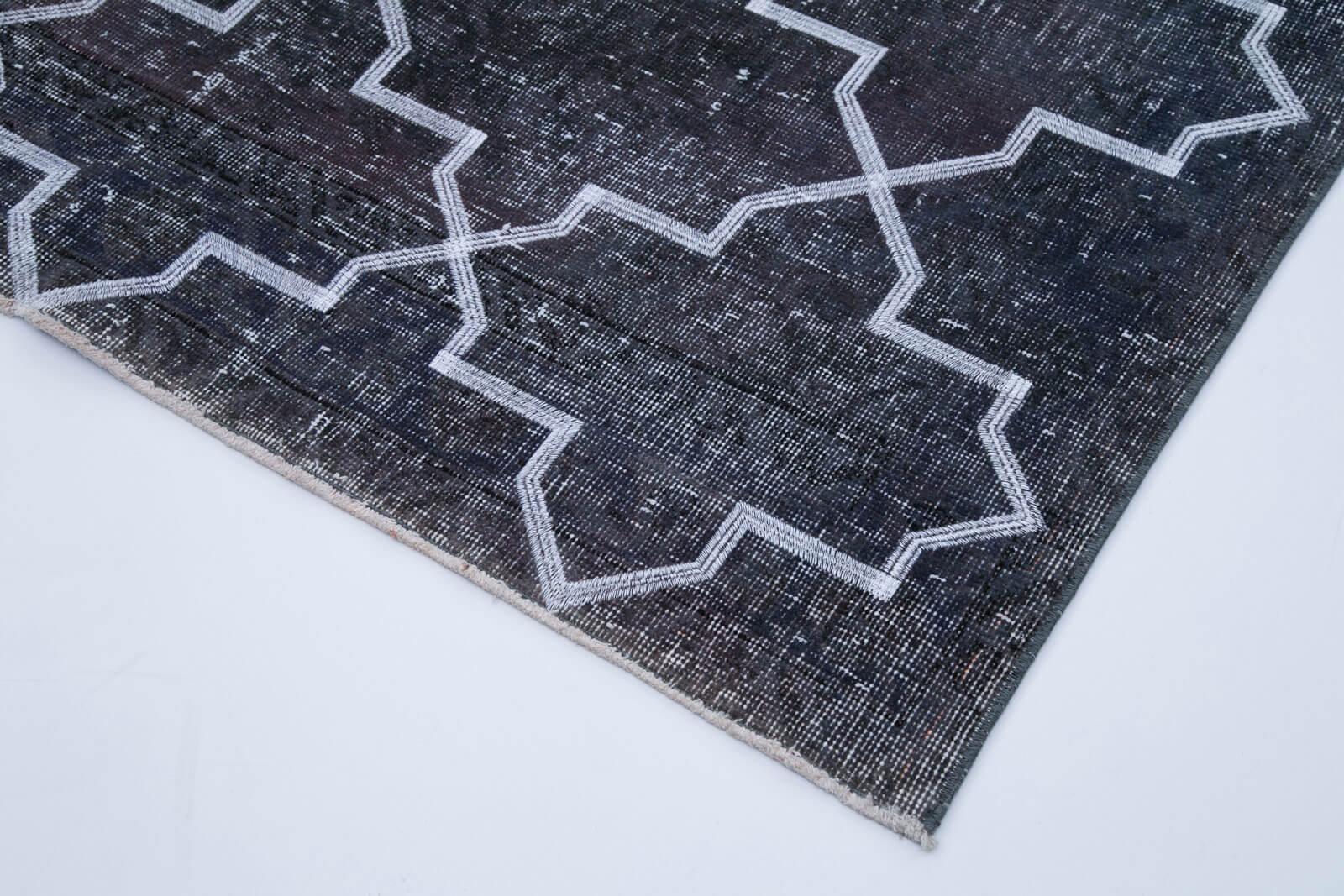 Geometric Carpet Gri Geometrik Pamuk Yün El Dokuma Halısı 140x397 Agacan