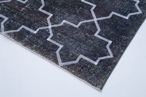 Geometric Carpet Gri Geometrik Pamuk Yün El Dokuma Halısı 140x397 Agacan