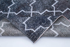 Geometric Carpet Gri Geometrik Pamuk Yün El Dokuma Halısı 140x397 Agacan