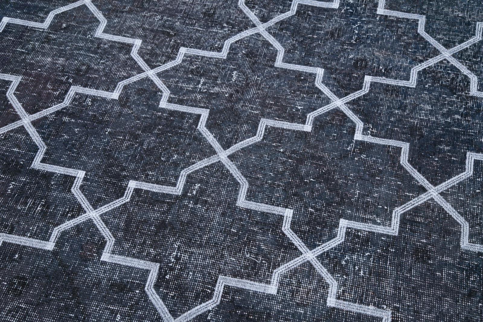 Geometric Carpet Gri Geometrik Pamuk Yün El Dokuma Halısı 140x397 Agacan