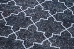 Geometric Carpet Gri Geometrik Pamuk Yün El Dokuma Halısı 140x397 Agacan