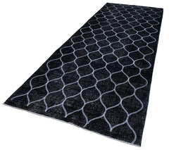 Geometric Carpet Siyah Geometrik Pamuk Yün El Dokuma Halısı 150x387 Agacan