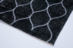 Geometric Carpet Siyah Geometrik Pamuk Yün El Dokuma Halısı 150x387 Agacan