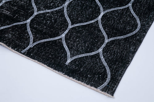 Geometric Carpet Siyah Geometrik Pamuk Yün El Dokuma Halısı 150x387 Agacan