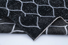 Geometric Carpet Siyah Geometrik Pamuk Yün El Dokuma Halısı 150x387 Agacan