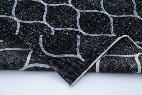 Geometric Carpet Siyah Geometrik Pamuk Yün El Dokuma Halısı 150x387 Agacan