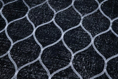 Geometric Carpet Siyah Geometrik Pamuk Yün El Dokuma Halısı 150x387 Agacan