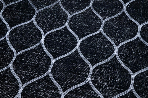 Geometric Carpet Siyah Geometrik Pamuk Yün El Dokuma Halısı 150x387 Agacan