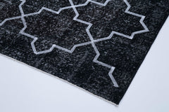 Geometric Carpet Siyah Geometrik Pamuk Yün El Dokuma Halısı 146x375 Agacan